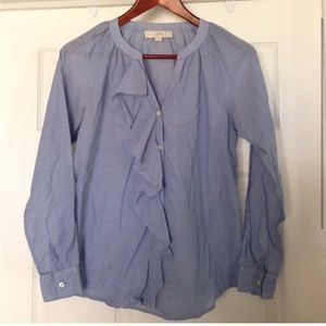 🎈Loft lightweight ruffle chambray top size XS